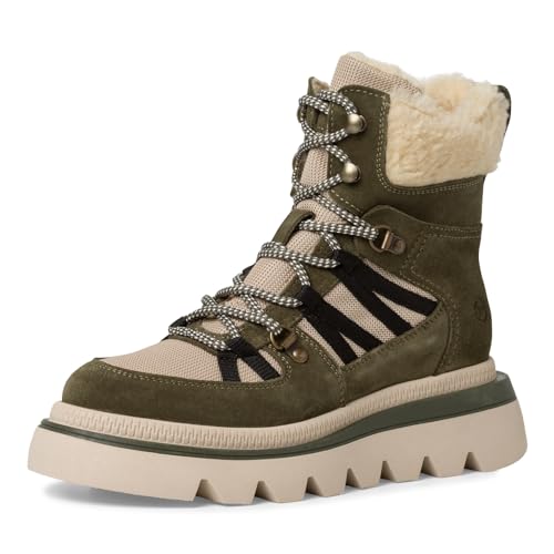 Tamaris Damen Schnürstiefel gefüttert Keilabsatz Winter; OLIVE COMBINED/grün; 37 EU von Tamaris