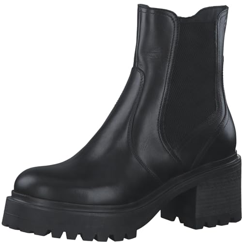 Tamaris Damen Boots Leder Blockabsatz gefüttert Winter; BLACK LEATHER/schwarz; 36 von Tamaris