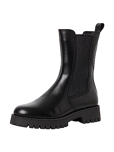 Tamaris Damen Boots Leder Blockabsatz Winter gefüttert; BLACK LEATHER/schwarz; 36 EU von Tamaris