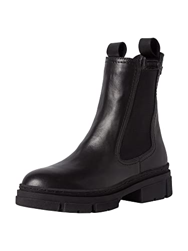 Tamaris Damen Stiefeletten, Frauen Chelsea Boots,Comfort Lining,TOUCHit-Fußbett,uebergangsschuhe,uebergangsstiefel,flach,Black Leather,38 EU / 5 UK von Tamaris