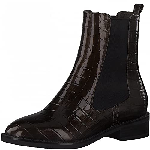 Tamaris Damen Stiefeletten, Frauen Chelsea Boots,TOUCHit-Fußbett,halbstiefel,Kurzstiefel,uebergangsschuhe,Maroon CRO.PAT,37 EU / 4 UK von Tamaris
