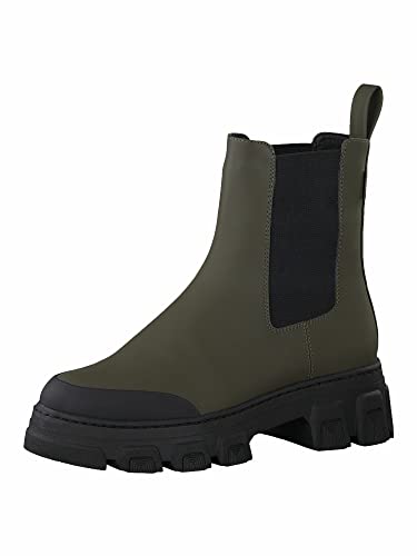 Tamaris Damen Stiefeletten, Frauen Chelsea Boots,lose Einlage,TOUCHit-Fußbett,uebergangsstiefel,Schlupfstiefel,flach,Boots,Olive/Black,37 EU / 4 UK von Tamaris