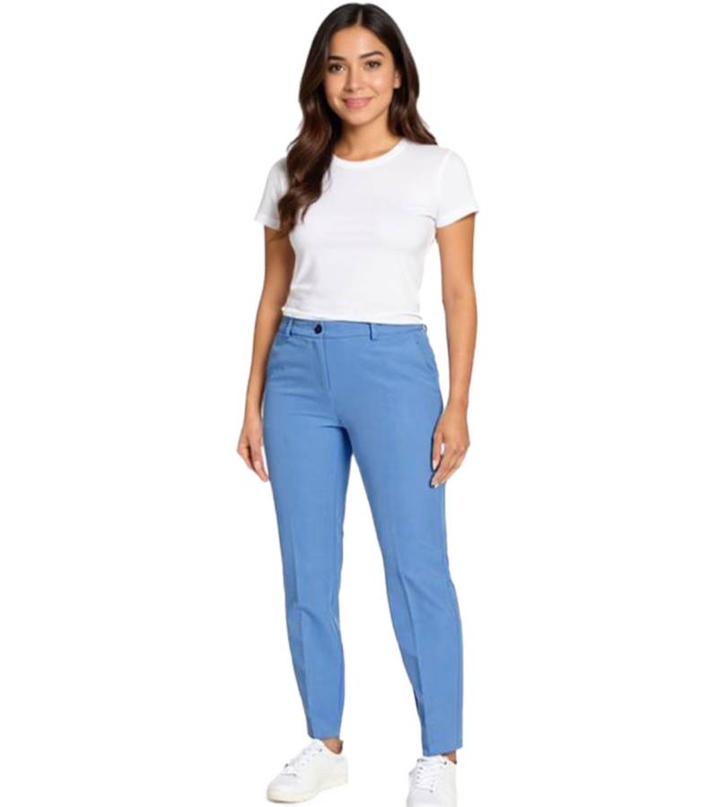 Tamaris Damen Stoff-Hose Business-Hose mit Dehnbund 73362250 Hellblau von Tamaris