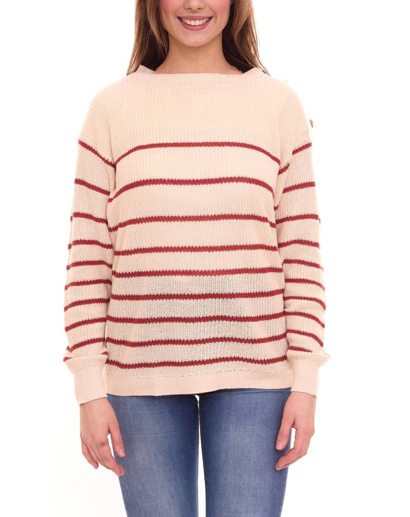 Tamaris Damen Strick-Pullover locker gewebter Rundhals-Sweater im Oversize-Stil 92878532 Beige von Tamaris