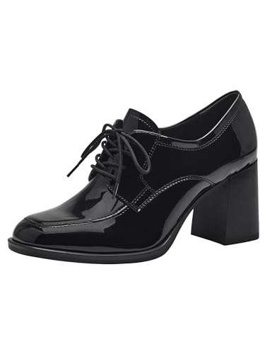 Tamaris Damen Trotteur Vegan Blockabsatz; Black PATENT/schwarz; 36 von Tamaris