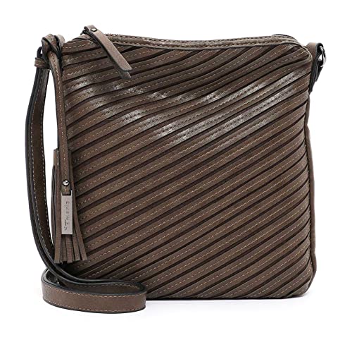 Tamaris Damen Umhängetasche Handtasche Streifendesign Logo Quaste Julina 32022, Farbe:Grün von Tamaris