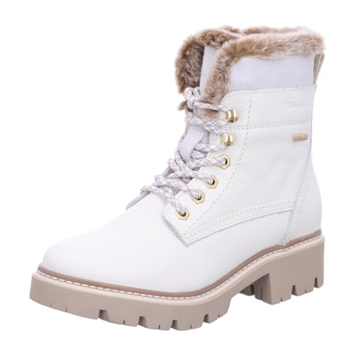 Tamaris Damen Warmfutter Stiefel Leder Blockabsatz Duo-Tex; OFFWHITE, EU 40 von Tamaris