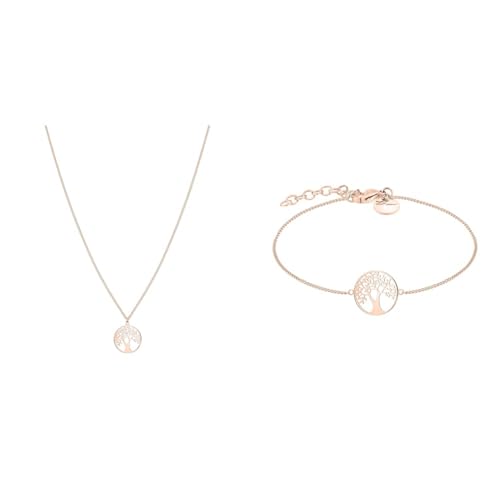 Tamaris: Edelstahl Halskette & Armband IP Roségold - Natur inspiriert, Klassisch - Erwachsene für spezielle Anlässe - Unisex - Schmuck - Halskette von Tamaris
