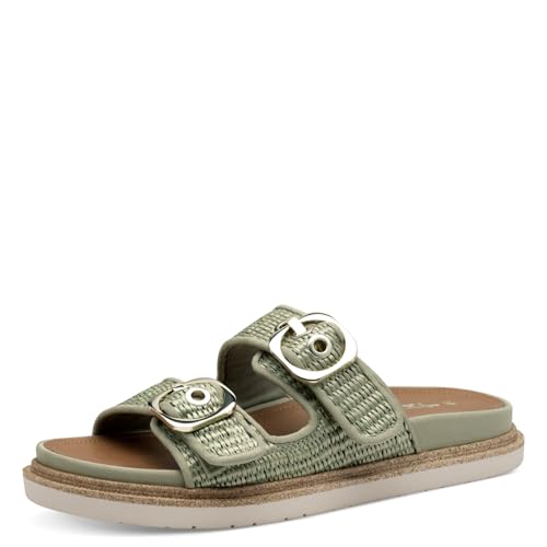 Tamaris Pantolette Damen Vegan Flach grün,EU 40 von Tamaris