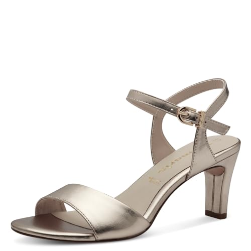 Tamaris Damen Sandalen mit Absatz Vegan Stilettoabsatz; LIGHT GOLD/metallic; 36 von Tamaris