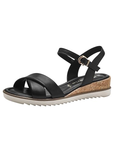 Tamaris Damen Wedge/Plat Sandal - 1-28106-42 001 40 BLACK - TOUCH-IT von Tamaris