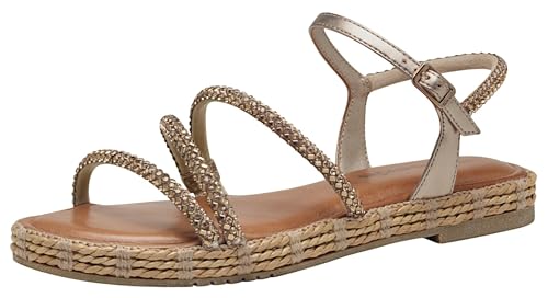 Tamaris Sandalette Damen Flach metallic,EU 38 von Tamaris