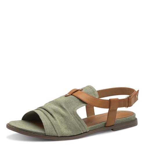 Tamaris Sandalette Damen Vegan Flach grün,EU 38 von Tamaris