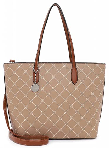 Tamaris Shopper TAS Anastasia 30107 Damen Handtaschen Karo sand/cognac 427 von Tamaris