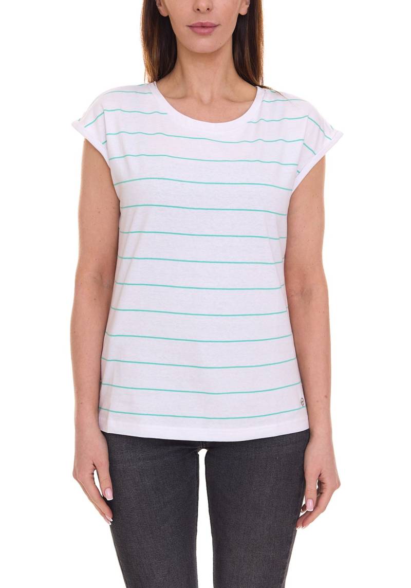 Tamaris T-Shirt schickes Damen Sommer-Shirt mit Rundhalsausschnitt Baumwoll-Shirt 99612539 Weiß von Tamaris