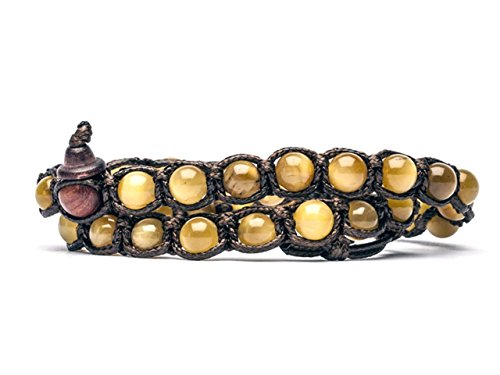 TAMASHII MainApps BHS600-80 tibetisch-buddhistisches Tigerauge Armband, Taglia unica, Holz, Tigerauge von Tamashii