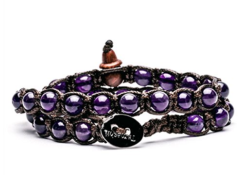 Tamashii Buddhistisches tibetisches Armband aus Amethyst doppelt gewickelt BHS600-08 Lila MainApps von Tamashii