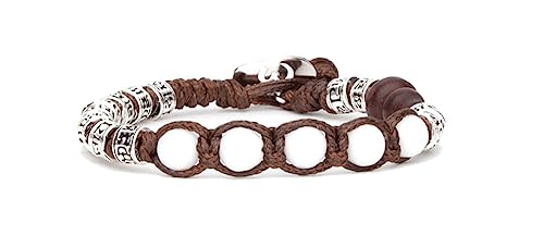 Tamashii VLNET ® – Armband mit 5 facettierten weißen Achat-Steinen mit 6 mm Durchmesser – Zylinder aus 925er Silber mit Gravur des Mantras – handgefertigt von Tamashii