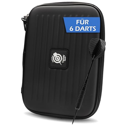 Darttasche Premium I Optimaler halt für 6 Steeldarts oder Softdarts I Dart Tasche zum Schutz Ihrer Dartpfeile I Hard-Case Dart Wallet mit vielen Taschen für Flights, Spitzen und weiterem Darts Zubehör von Tamay