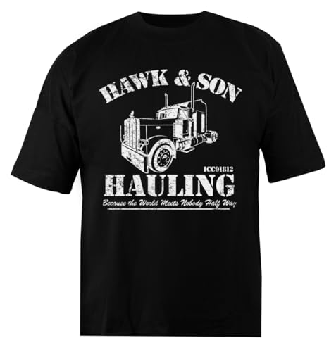 Hawk and Son Hauling Schwarzes Unisex-T-Shirt Mit Baggy-Passform von TAMBOOTEE