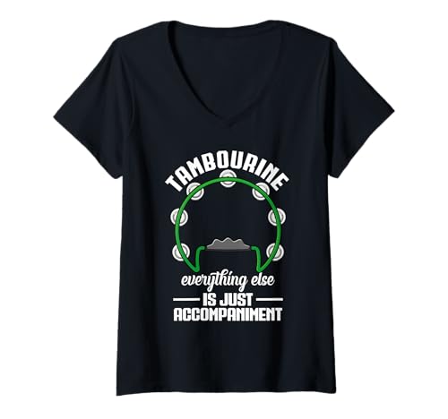 Damen Tamburin-Percussion-Instrument ist nur Tamburin T-Shirt mit V-Ausschnitt Damen Tamburin-Percussion-Instrument ist nur Tamburin T-Shirt mit V-Ausschnitt von Tambourine Outfit For Tambourine Player & Musician