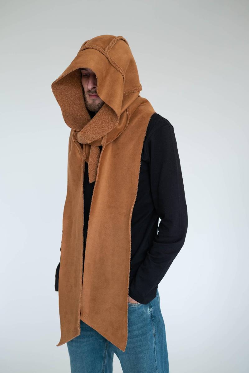 Eco Pelz Oversized Kapuzenschal Maxi Winter Kutte Kapuze von TamiMore