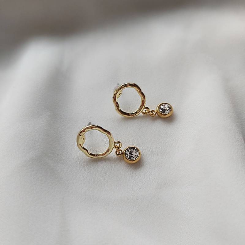 Kreisförmiger Ohrstecker, Runder Ohrstecker Mit Anhänger, Goldfarbener von TamiaJewellery