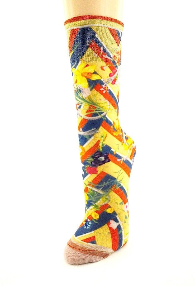 Blumen Schlange Socken Damen Mädchen Strümpfe Bunt Glitzer Motiv von TamiasSocks