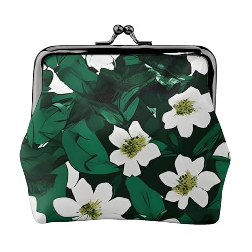 Hunter Green Floral Petals Pattern Print Lightweight Women Coin Purse Exquisite Waterproof Small Pouch for Coins Cards von Tamiger