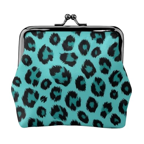 Süßes türkisfarbenes Leopardenmuster, leichte Damen-Münzgeldbörse, exquisit, wasserdicht, kleine Tasche für Münzen, Karten von Tamiger