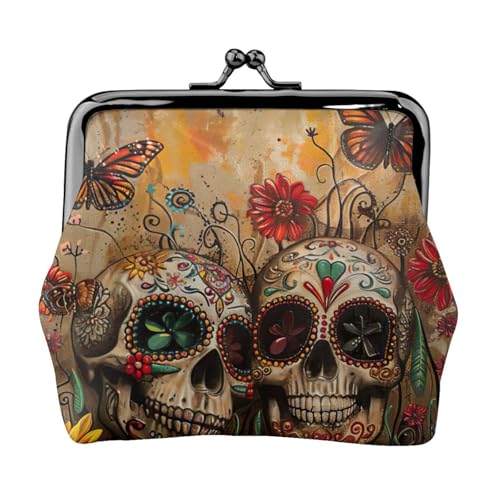 Sugar Skulls Butterfly Print Leichte Damen Münzbörse Exquisit Wasserdicht Kleine Tasche für Münzen Karten von Tamiger