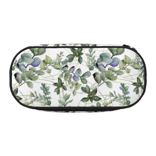 Tamiger Federmäppchen mit grünem Eukalyptusblätter-Druck, Funktionalität, Aufbewahrung, Federmäppchen, Schule, Studenten, Jungen, Mädchen, für den täglichen Gebrauch, praktisch, Schwarz von Tamiger