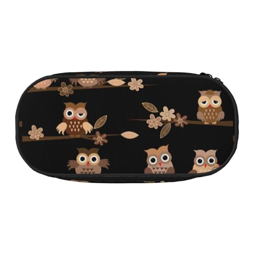 Tamiger Federmäppchen mit niedlichem Cartoon-Eulen-Druck, Funktionalität, Aufbewahrung, Federmäppchen, Schule, Studenten, Jungen, Mädchen, für den täglichen Gebrauch, praktisch, Schwarz von Tamiger