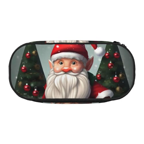 Tamiger Federmäppchen mit traditionellem Weihnachts-Zwerg-Druck, Funktionalität, Aufbewahrung, für Schule, Studenten, Jungen, Mädchen, für den täglichen Gebrauch, praktisch, Schwarz , Einheitsgröße von Tamiger