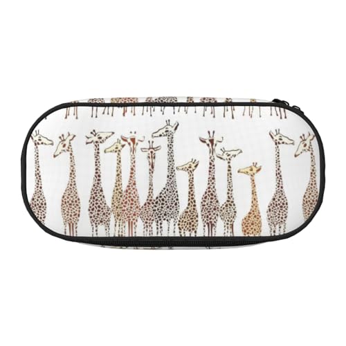 Tamiger Niedliches Federmäppchen mit wildem Cartoon-Giraffen-Druck, Funktionalität, Aufbewahrung, Federmäppchen, Schule, Studenten, Jungen, Mädchen, für den täglichen Gebrauch, praktisch, Schwarz von Tamiger
