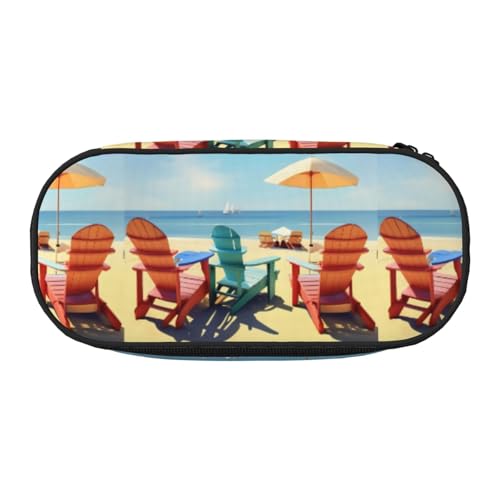 Tamiger Strandkörbe und Landschaftsaufdruck, Funktionalität, Aufbewahrung, Federmäppchen, Schule, Studenten, Jungen, Mädchen, für den täglichen Gebrauch, praktisch, Schwarz , Einheitsgröße von Tamiger
