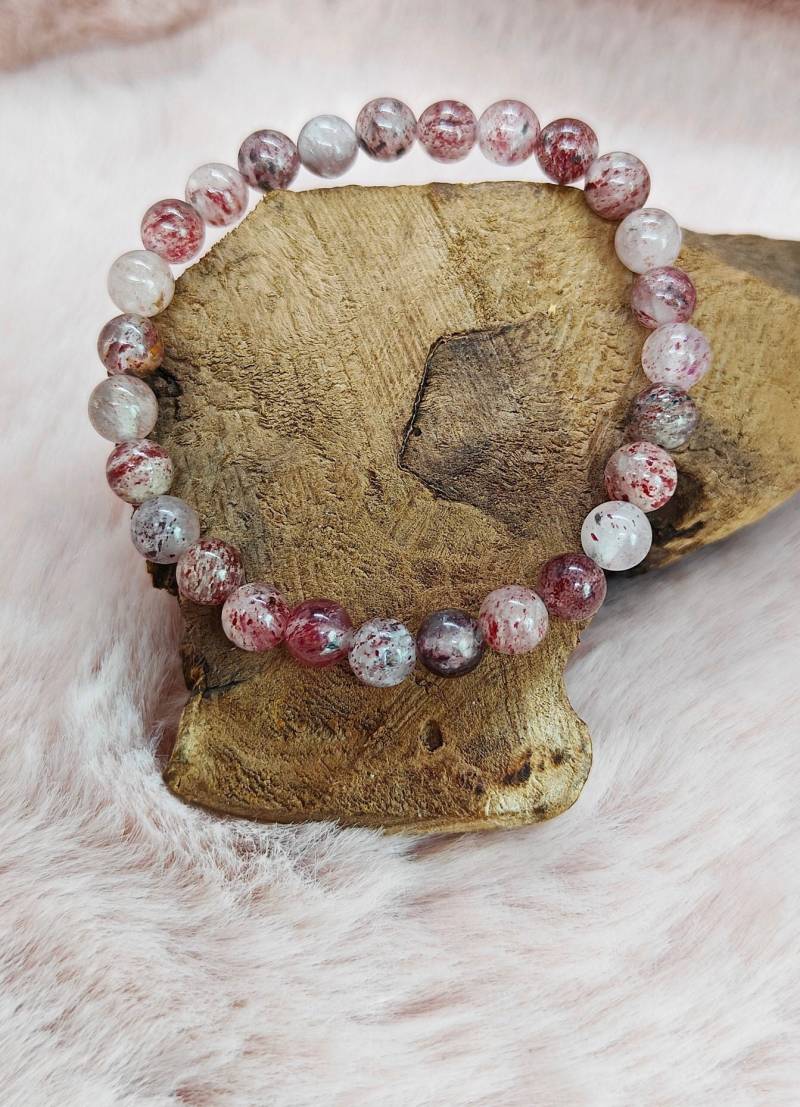 Erdbeerquarz Perlenarmband | 6mm Schmucksteinarmband Handgemacht von Taminileo