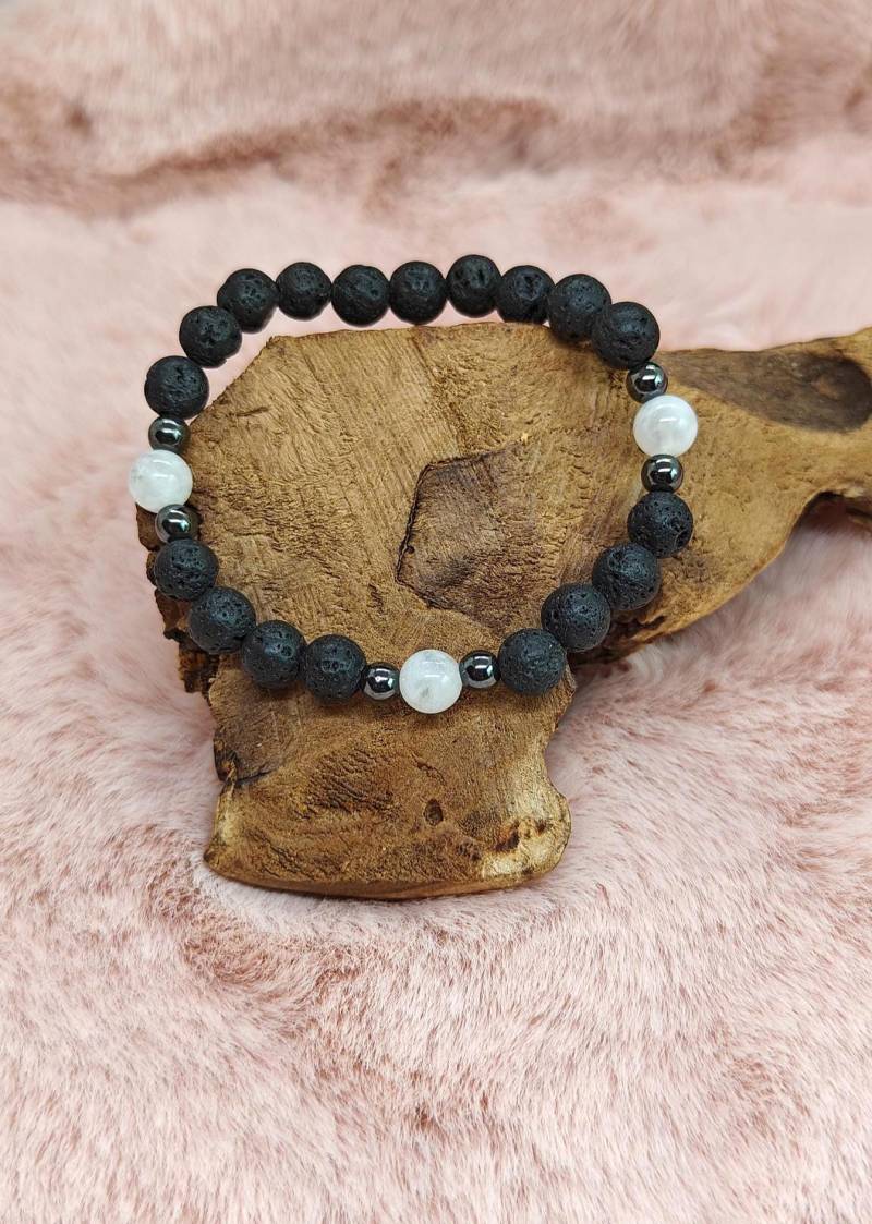 Moon Lava - Mondstein & Lavastein Perlenarmband | 6mm Schmucksteinarmband Handgemacht Moon Lava - Mondstein & Lavastein Perlenarmband | 6mm Schmucksteinarmband Handgemacht von Taminileo