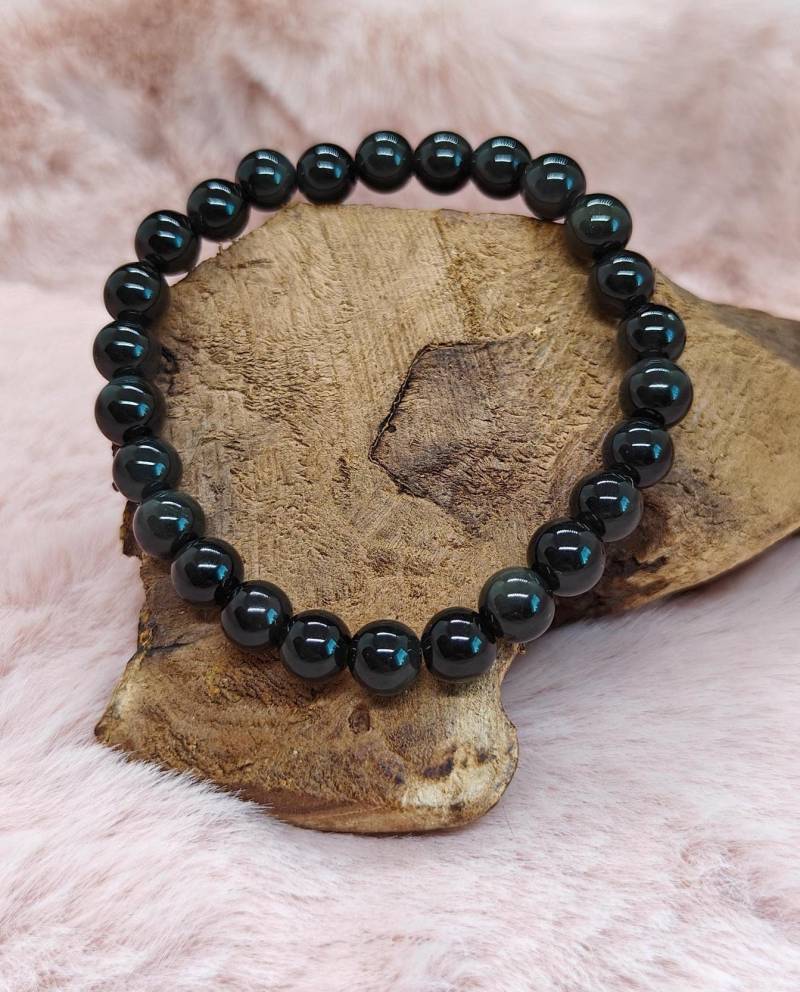 Obsidian Perlenarmband | 6mm Schmucksteinarmband Leichter Schimmer Handgemacht Obsidian Perlenarmband | 6mm Schmucksteinarmband Leichter Schimmer Handgemacht von Taminileo