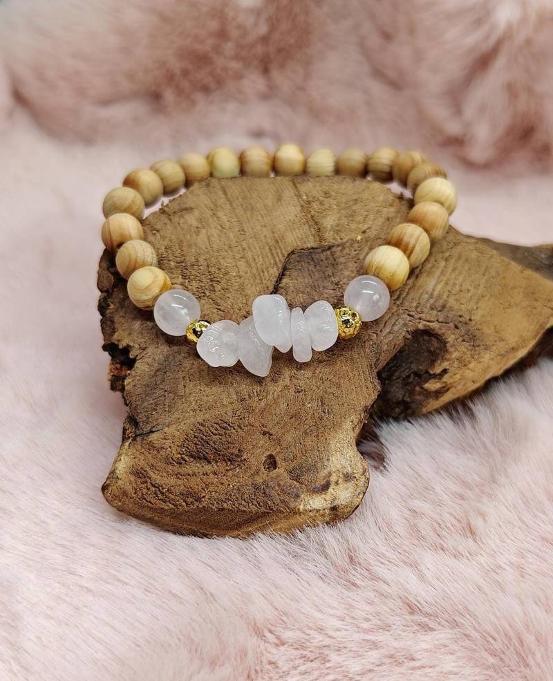 Rosenquarz & Sandelholz Edelstein Armband | 6mm Schmucksteinarmband Perlenarmband Handgemacht Rosenquarz & Sandelholz Edelstein Armband | 6mm Schmucksteinarmband Perlenarmband Handgemacht von Taminileo