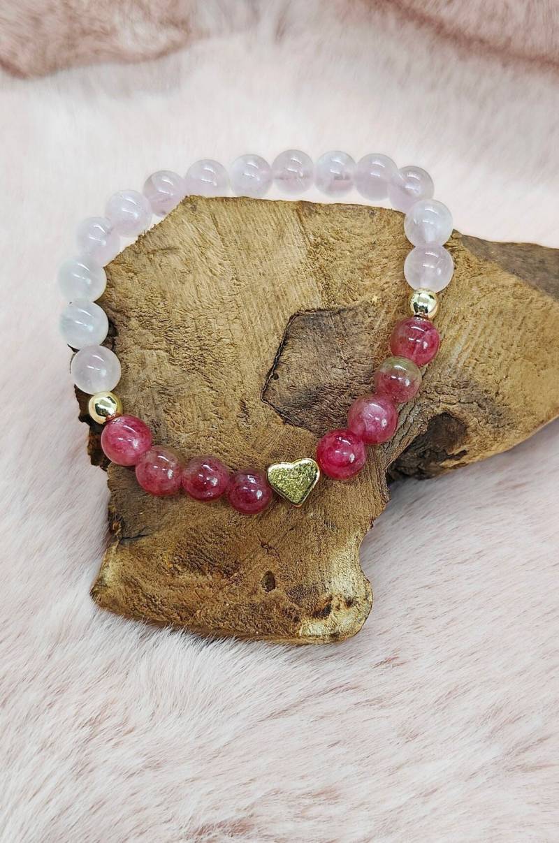 Rosenquarz & Wassermelonen Turmalin Edelsteinarmband | 6mm Schmucksteinarmband Perlenarmband Handgemacht Rosenquarz & Wassermelonen Turmalin Edelsteinarmband | 6mm Schmucksteinarmband Perlenarmband Handgemacht von Taminileo