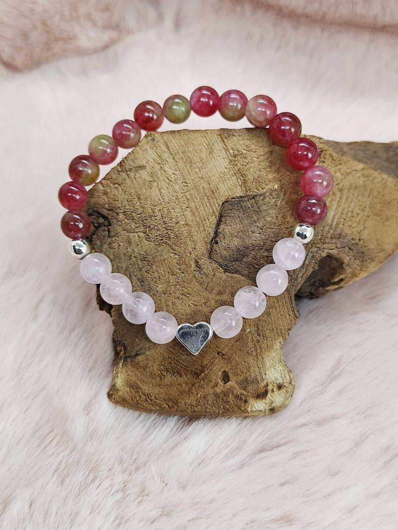 Watermelon Rose - Rosenquarz & Wassermelonen Turmalin Perlenarmband | 6mm Schmucksteinarmband Handgemacht Watermelon Rose - Rosenquarz & Wassermelonen Turmalin Perlenarmband | 6mm Schmucksteinarmband Handgemacht von Taminileo