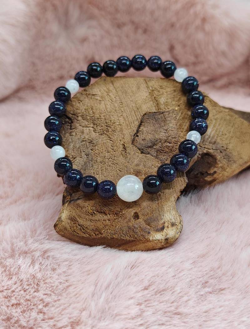 starry Night - Mondstein & Blauer Sandstein Perlenarmband | Schmucksteinarmband Handgemacht starry Night - Mondstein & Blauer Sandstein Perlenarmband | Schmucksteinarmband Handgemacht von Taminileo