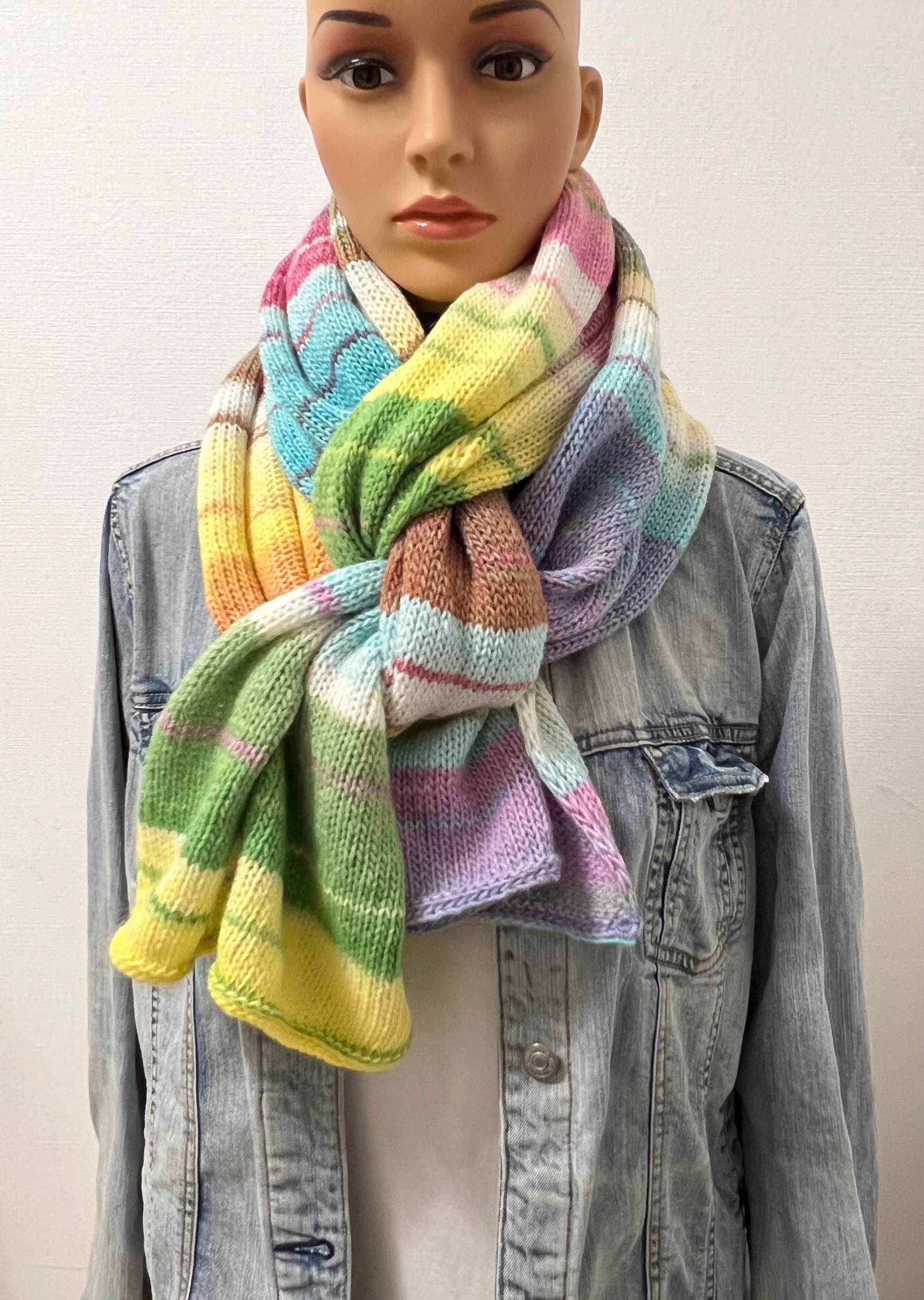 Schal Damen Gestrickt Mehrfarbig. Handgestrickter Mit Bunte Streifen. Wollschal Pink. Gestrickter Lange Streifenschal von TammisWool