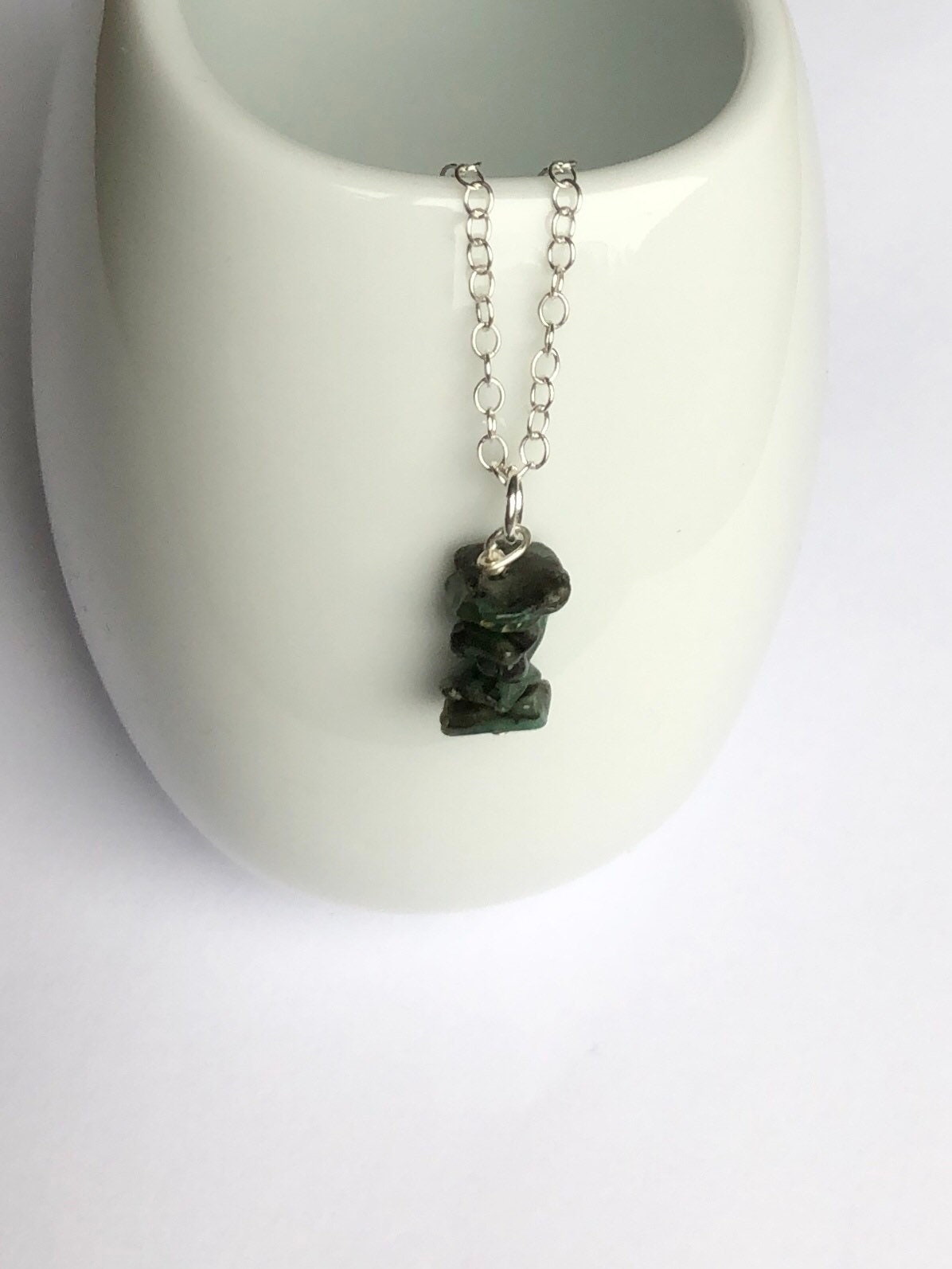 Rohe Smaragd Sterling Silber Anhänger Halskette - Mai Birthstone Geschenk von TamsinDjewellery