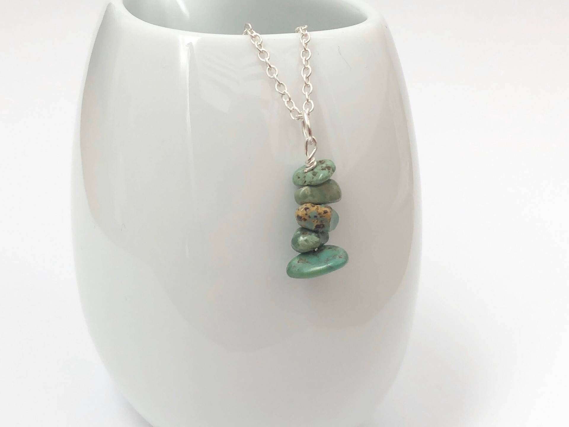 sterling Silber Türkis Perlenkette Edelstein-Anhänger von TamsinDjewellery