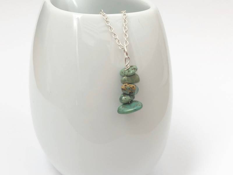 sterling Silber Türkis Perlenkette Edelstein-Anhänger von TamsinDjewellery
