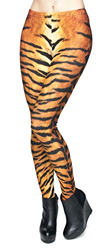 Tamskyt Damen New Unicorn Digital Printed Tight Leggings Stretch Hose Skinny Pants Workout Gr. One size , Tiger Print von Tamskyt