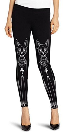 Tamskyt Damen Yoga Leggings in voller Länge Fitness Laufen Pilates Strumpfhose Gym Skinny Pants 8/10/12 Stretchy, Serious Cat, One size von Tamskyt