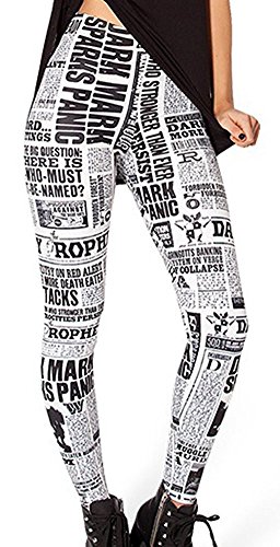 Tamskyt Women's Digital Print Women’s Full-Length Yoga Workout Leggings Thin Capris Stretchy Ankle Leggings Tights (Daily Newspaper) von Tamskyt